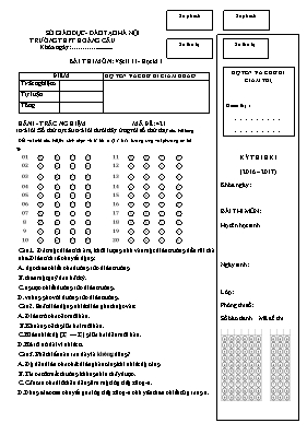 Đề kiểm tra học kì I Vật lí lớp 11 - Mã đề 421 - Năm học 2016-2017 - Trường THPT Hoàng Cầu